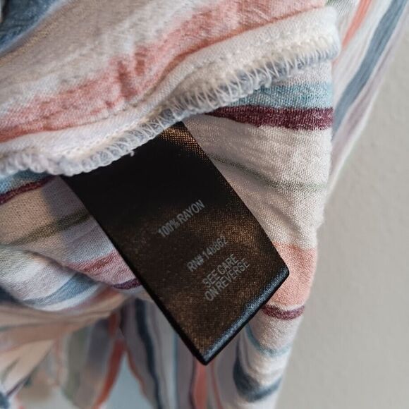 Torrid 00 Medium Large Abbey Gauze Button Back Blouse Semi Sheer Multi Stripe - Picture 6 of 6